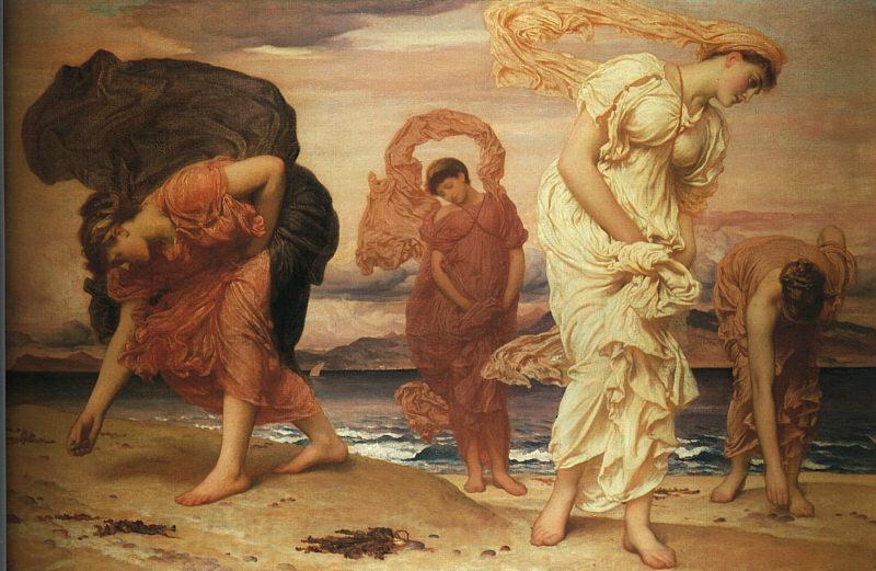Lord Frederic Leighton Greek Girls Picking Up Pebbles by the Sea Spain oil painting art